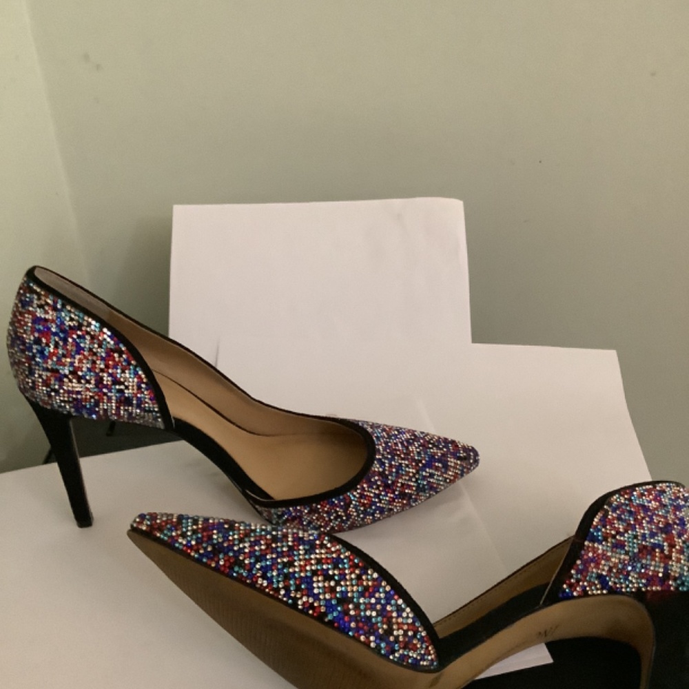 Multi-Color Rhinestone Black Heels - Picture 4 of 4